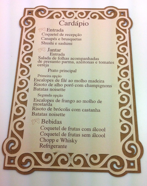 Cardápio/Menu Casamento