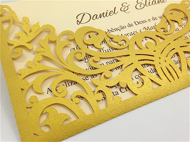Convite Rendado Dourado
