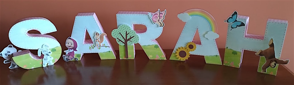 Letra 3D Masha e o Urso